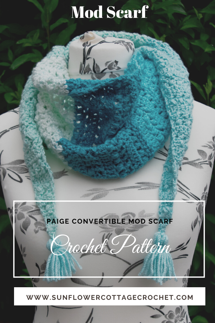 Paige/'s Convertible Mod Scarf Crochet Pattern-Crochet Pattern-Digital Download-Instant Download-PDF Pattern-Mod Scarf-Crochet Mod Scarf