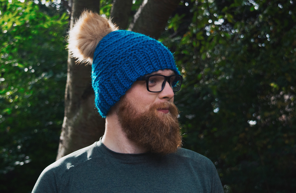 This unisex beanie pattern is designed for adult sizes small, medium and large.