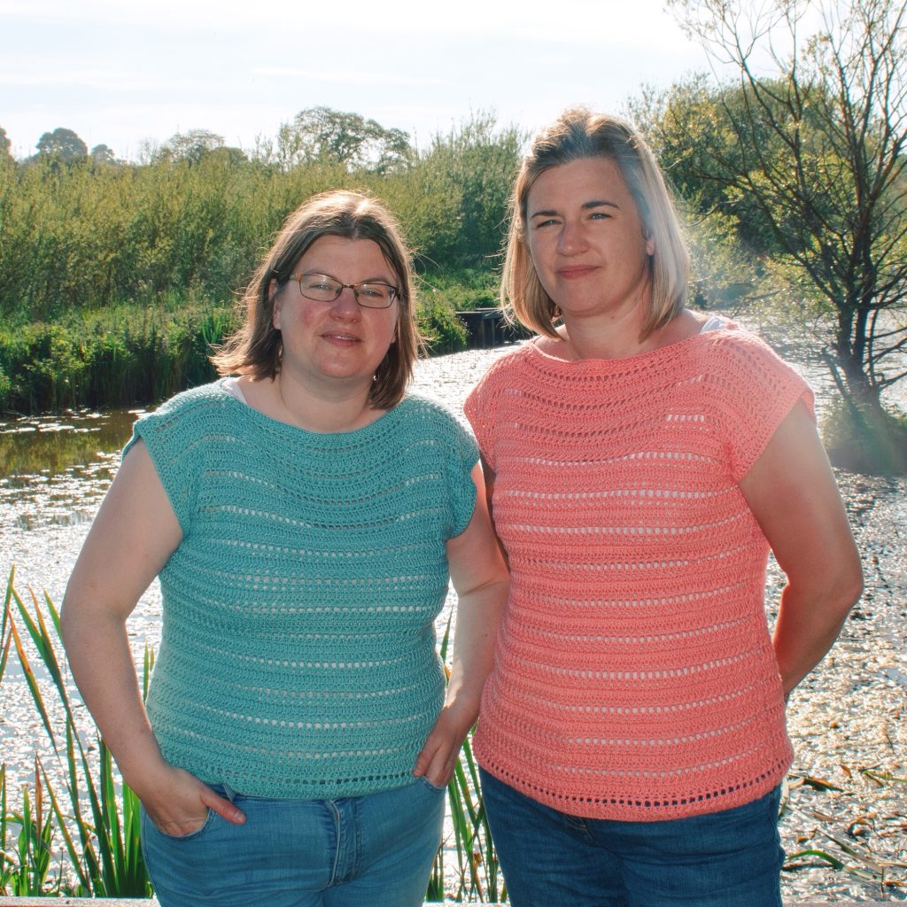 Sarah and I by the pond wearing our Highland Neamh Tees