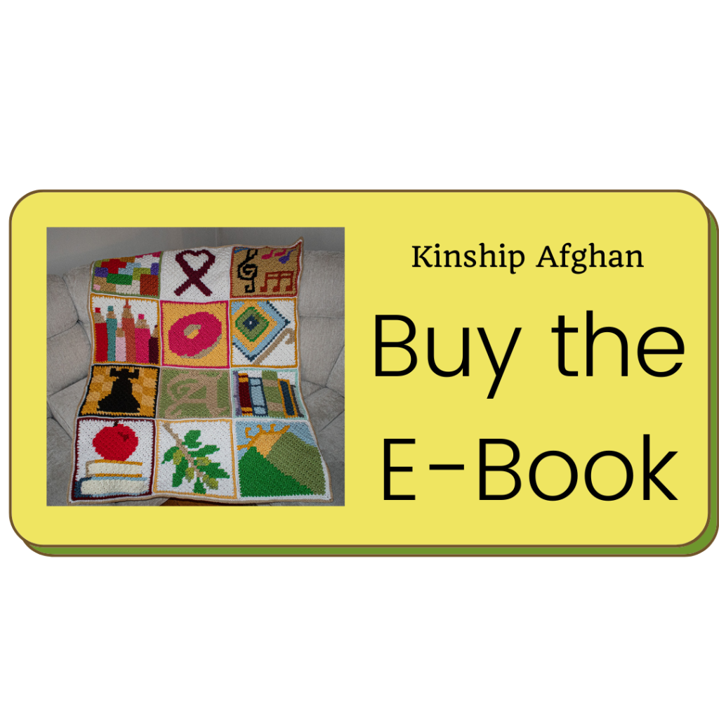 Click here to purchase the Kinship Afghan e-book containing all 13 square, including the olive tree branch!