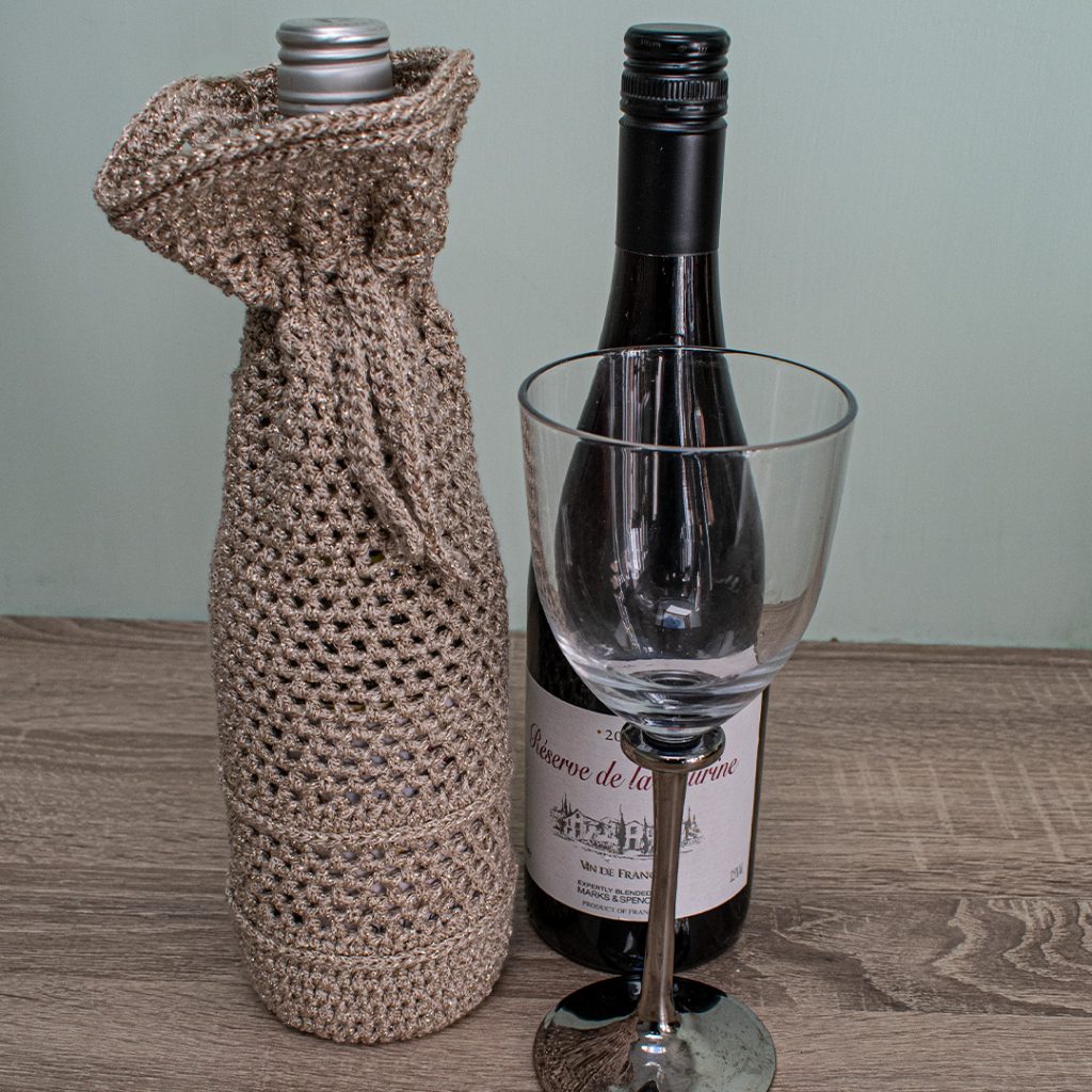 This wine bottle cozy makes a great gift idea.