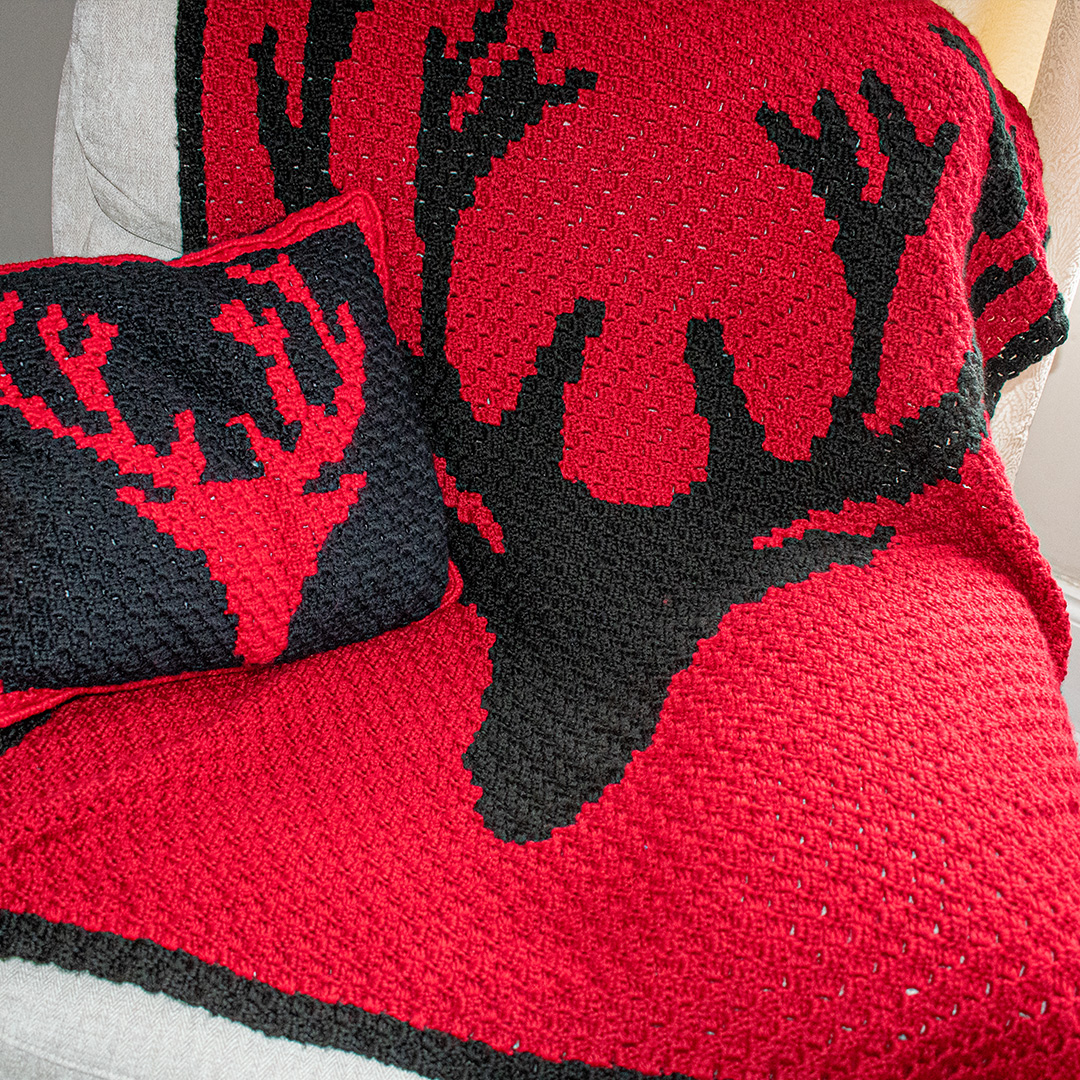 larger stag afghan throw using the corner to corner technique