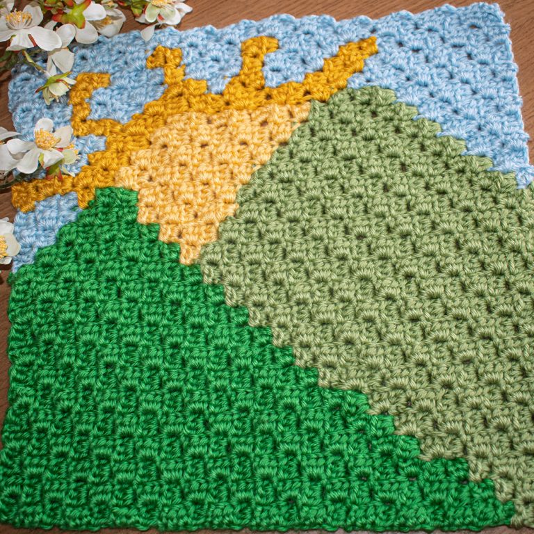 Mountains Corner to Corner Square Free Pattern Sunflower Cottage