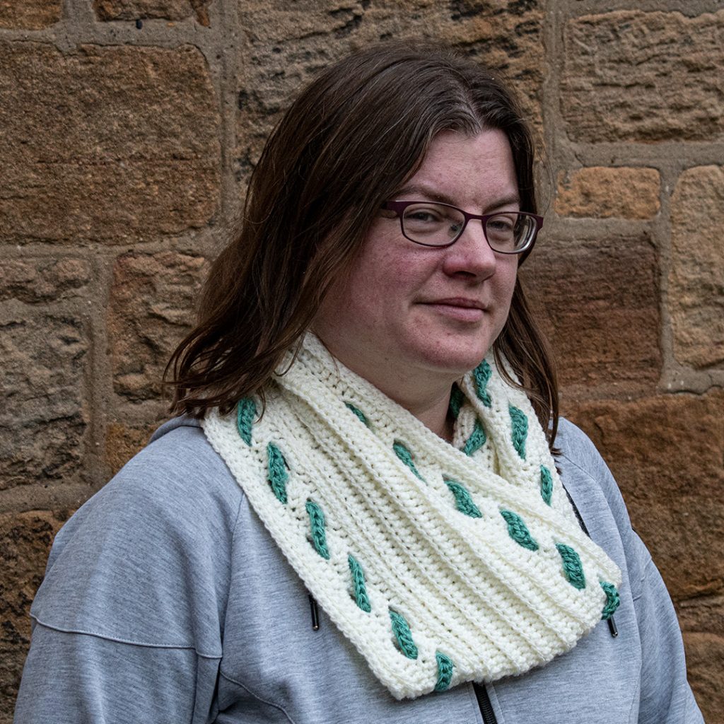 This textured cowl really does keep you warm on those chillier days... and looks great