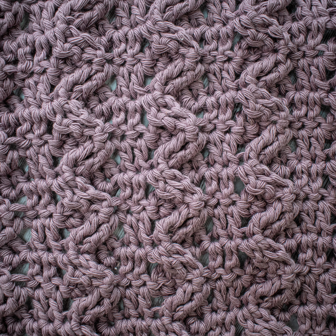 Close up of the texture on this crochet washcloth pattern