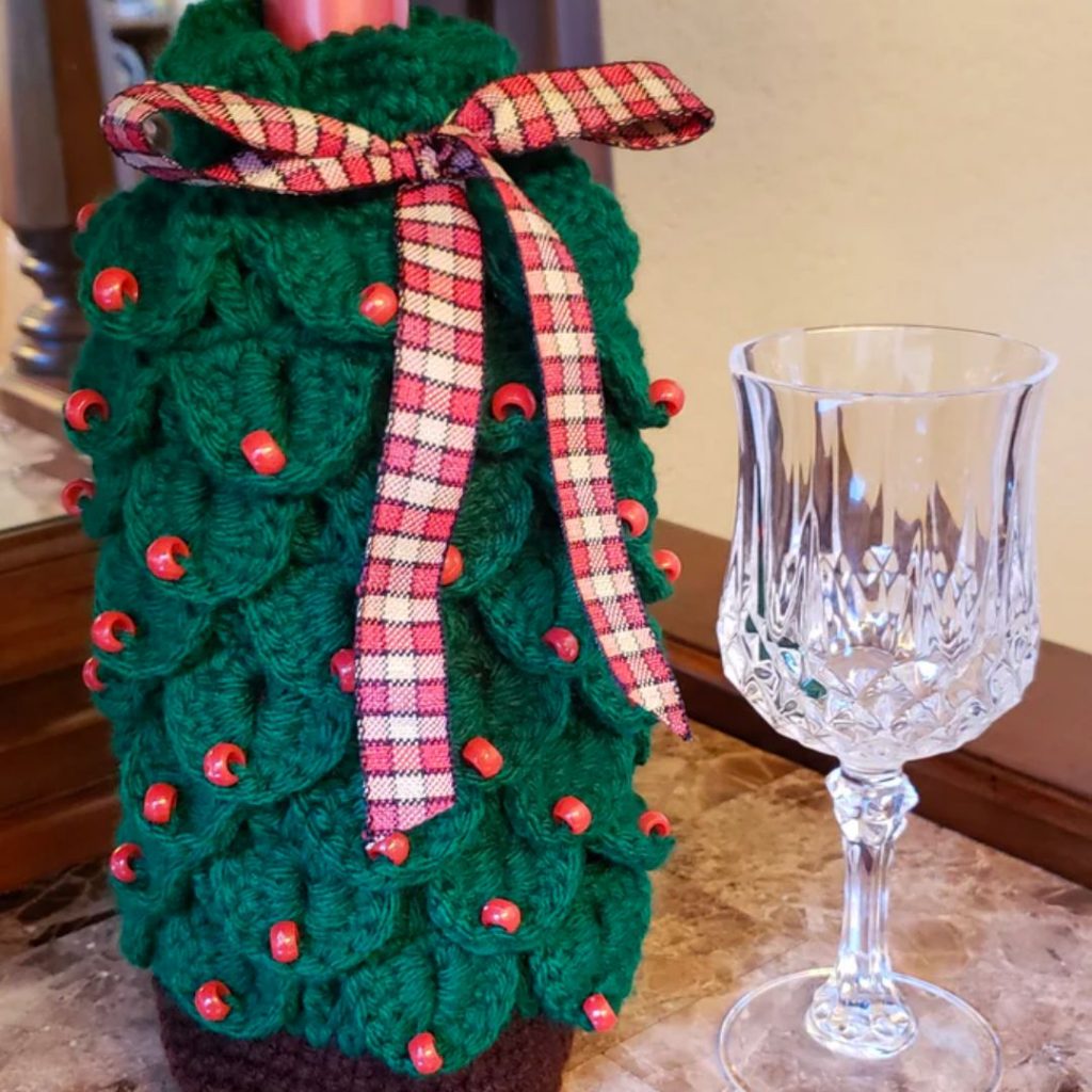 Christmas Tree Wine Gift Bag by My Fingers Fly