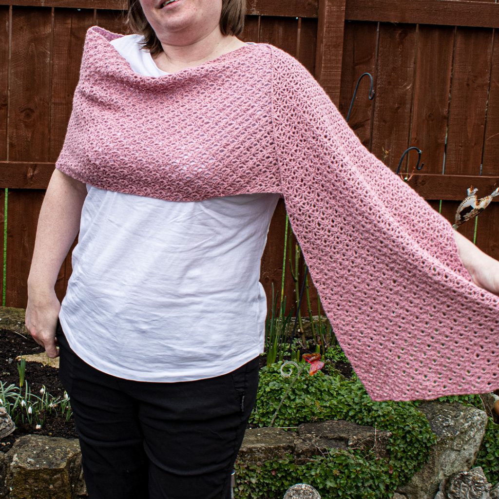You can make this crochet shawl pattern as long as you would like - it worked in short rows.