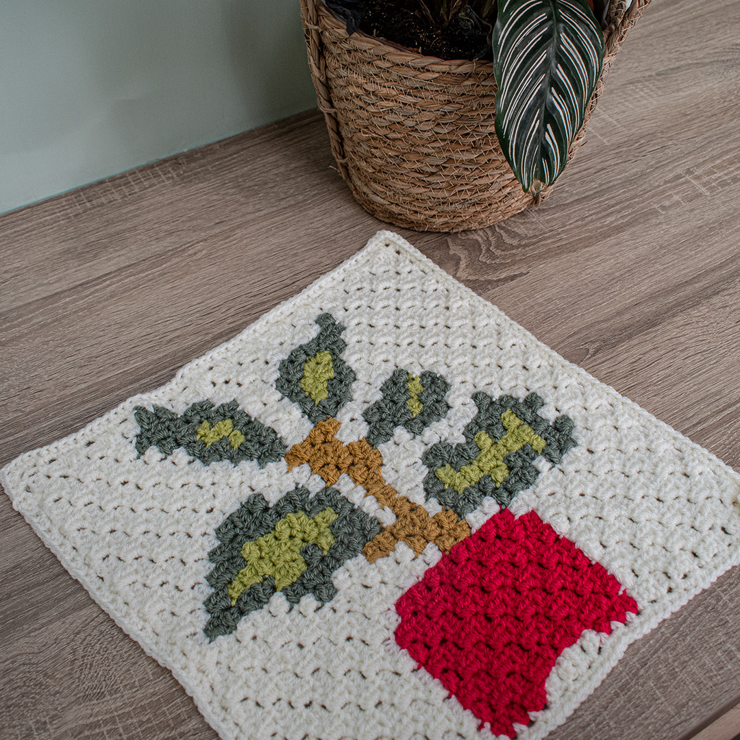 Leafy Plant Blanket Square - Sunflower Cottage Crochet