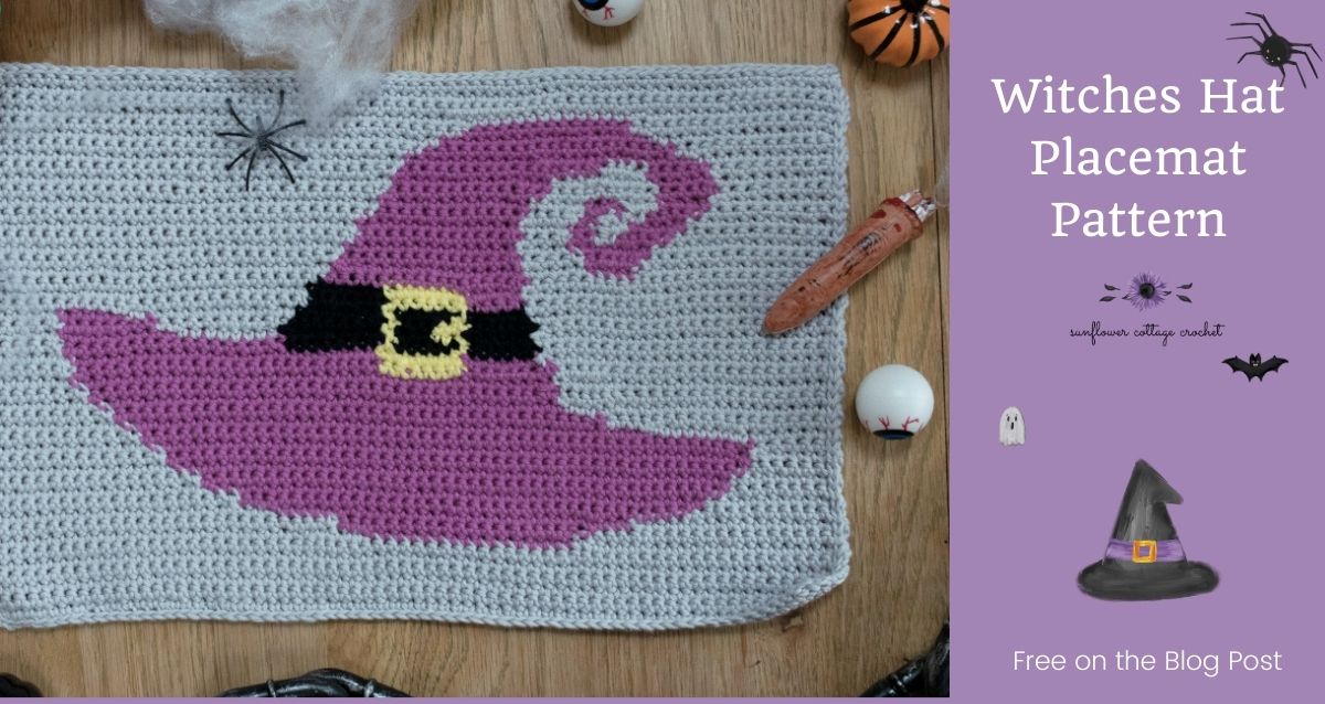 How to Crochet an Enchanting Halloween Witch Hat Placemat - Sunflower ...